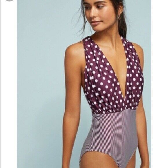 Anthropologie Other - Anthropologie Plunge Polka Dot One Piece